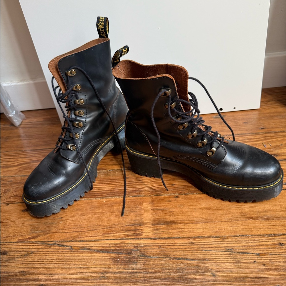 Dr. Martens Black Combat Boots with block heel